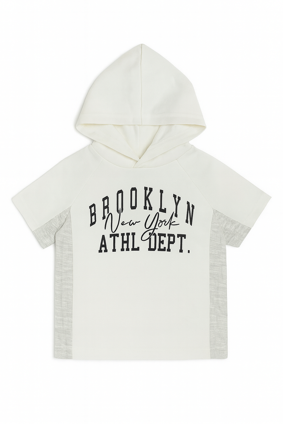Junior Boys Ivory Hoddie Short Sleeve T Shirt Ivory
