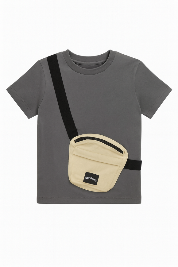 Boys Junior Dk Grey T Shirt With Bag