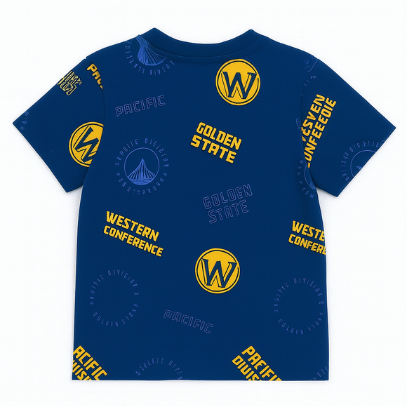 Navy Gsw Allover Print T Shirt