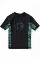 Black Palm Print Rash Guard T Shirt-2
