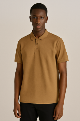 Solid Polo Shirt Brown
