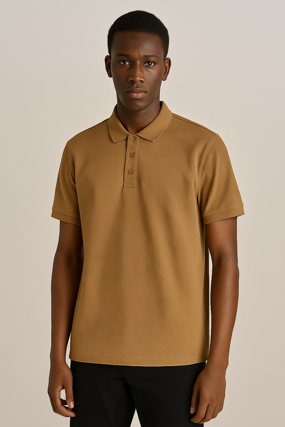 Solid Polo Shirt Brown
