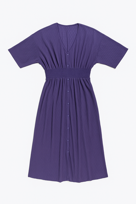 Navy Button Down  Length Dress - 0