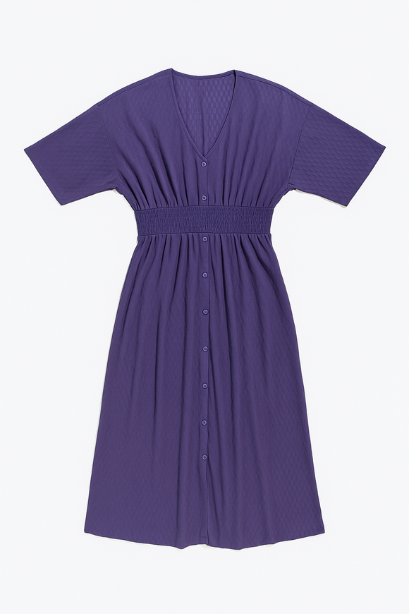 Navy Button Down  Length Dress