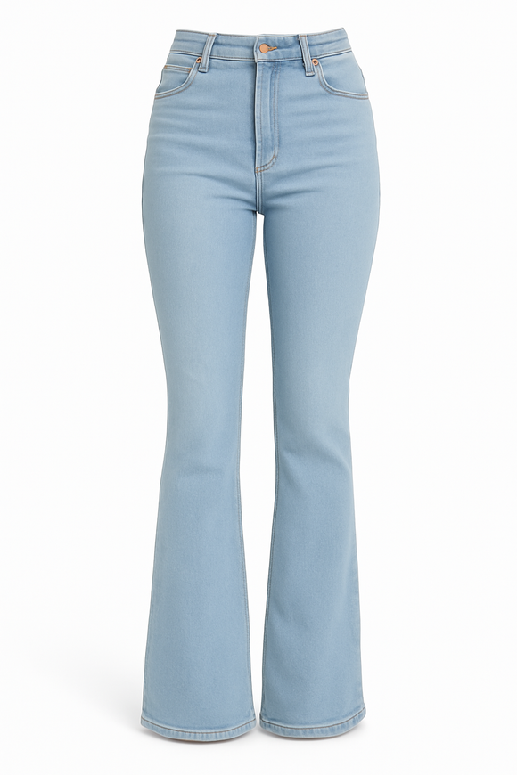 LIGHT BLUE CROPPED FLARED JEANS