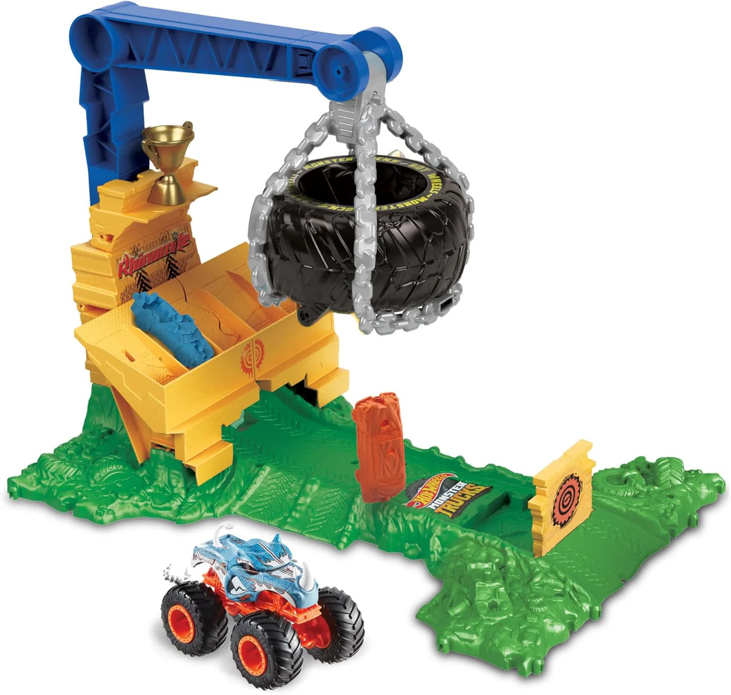 Hot Wheels Monster Trucks Arena Smashers Rhinomite Chargin Challenge - 0