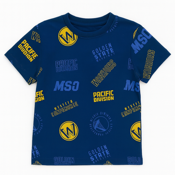 Navy Gsw Allover Print T Shirt