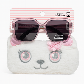Oversized Sunglasses With Character Embellished Case