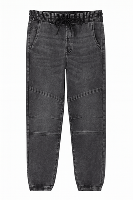 Black Stone Wash Knit Dnim Jogger - 0