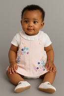 Light Pink Twill Dress With Knit Tshirt-1