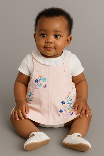 Light Pink Twill Dress With Knit Tshirt