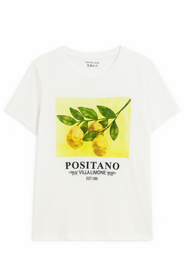 White Positano Printed T Shirt White - 0