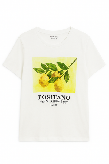 White Positano Printed T Shirt White REDTAG