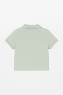 Junior Boys Lt Blue Polo T Shirt W  Zipper Blue-4