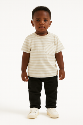 Grey Stripe Short Sleeve T Shirt