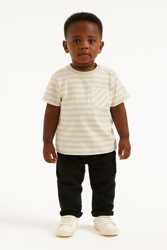 Grey Stripe Short Sleeve T Shirt