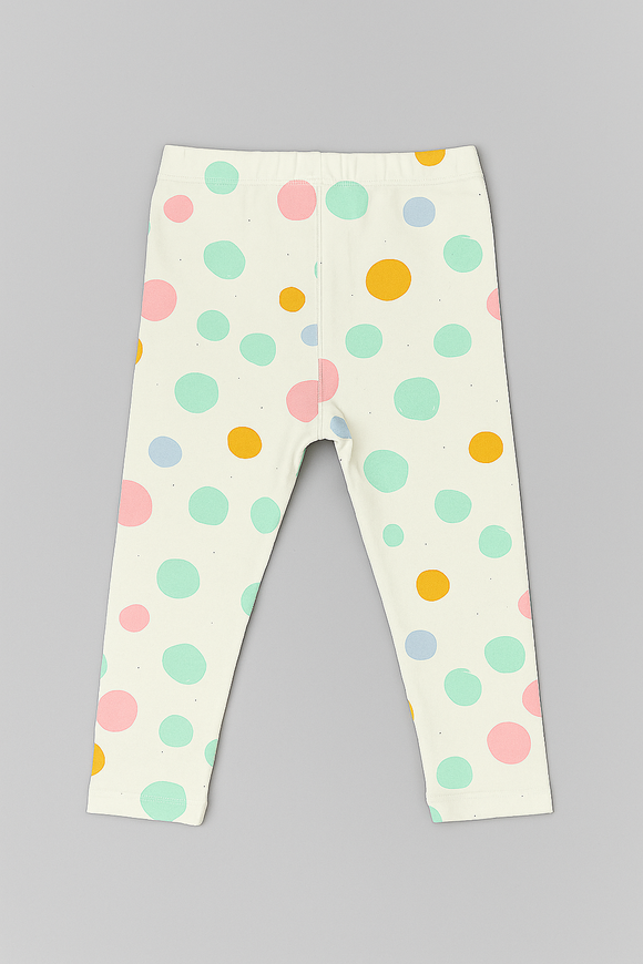Ivory Polka All Over Print Leggings Ivory
