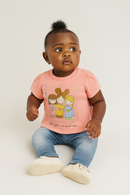 Coral Girl Placement Print Puff Sleeves Orange-1