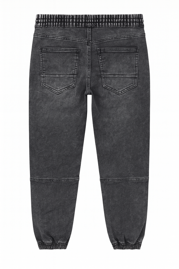 Black Stone Wash Knit Dnim Jogger