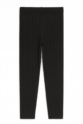Black Cable Knit Leggings - 0