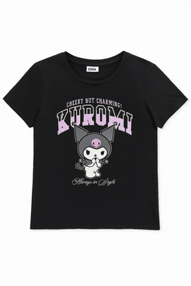 Black Kuromi Printed T Shirt - 0