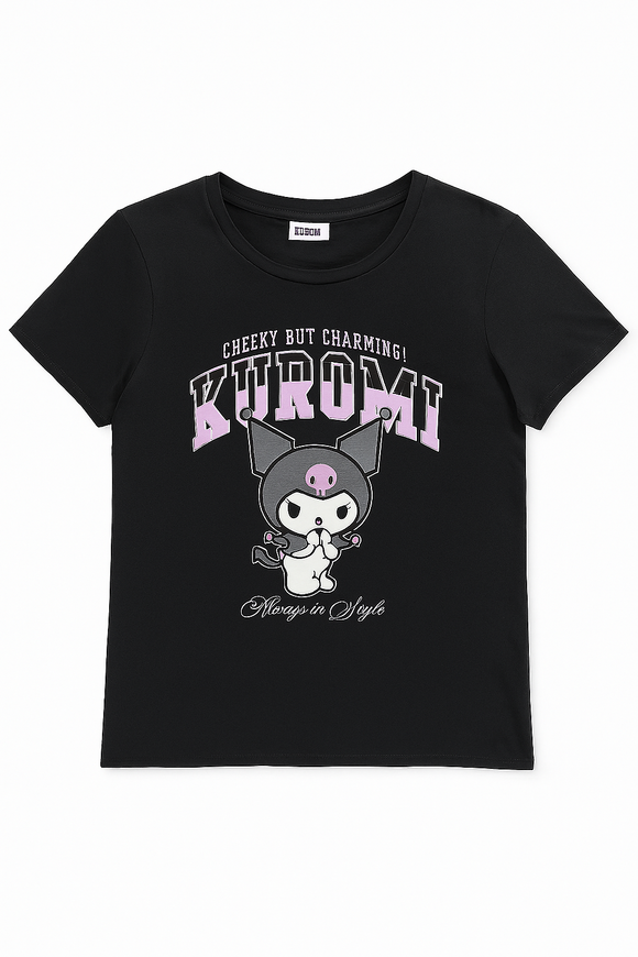 Black Kuromi Printed T Shirt