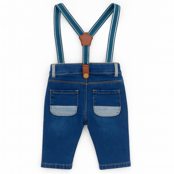 Dark Wash Suspdner Knit Jeans