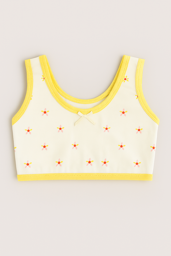 White Yellow Aop 2Pcs Pack Bra Assorted