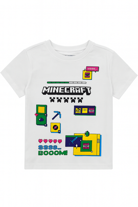 Boys Junior Minecraft White T Shirt - 0