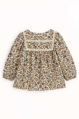 Floral Blouse With Lace At Neck Assorted - 0