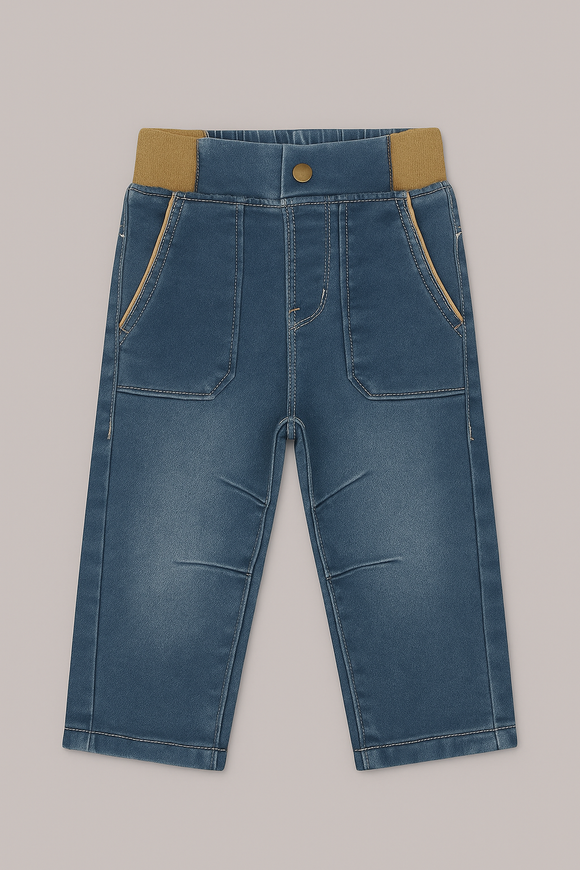 Light Wash Rib Wasitband Pull On Jeans Light Wash