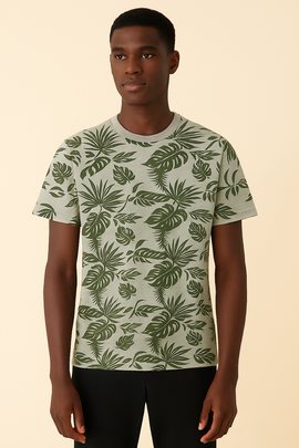 Aop Tee Mid Grey Small