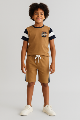 Brown Basic Oversize Casual Set Brown