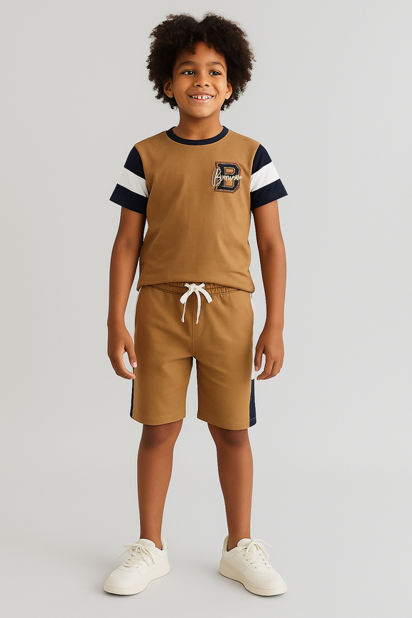 Brown Basic Oversize Casual Set Brown