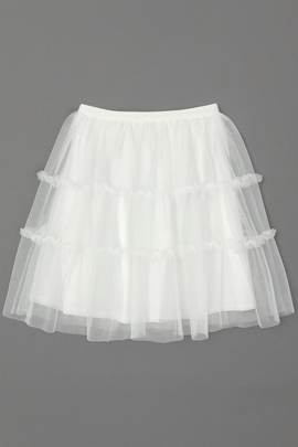 White Tulle Mesh Skirts - 0