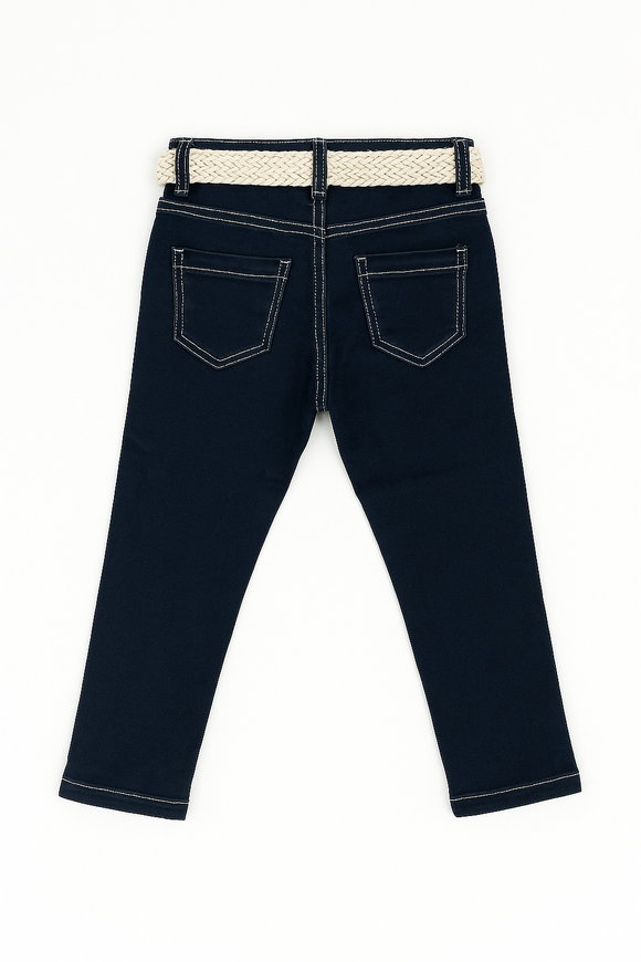 Dark Wash Belted 5 Pocket Jeans Darkwash