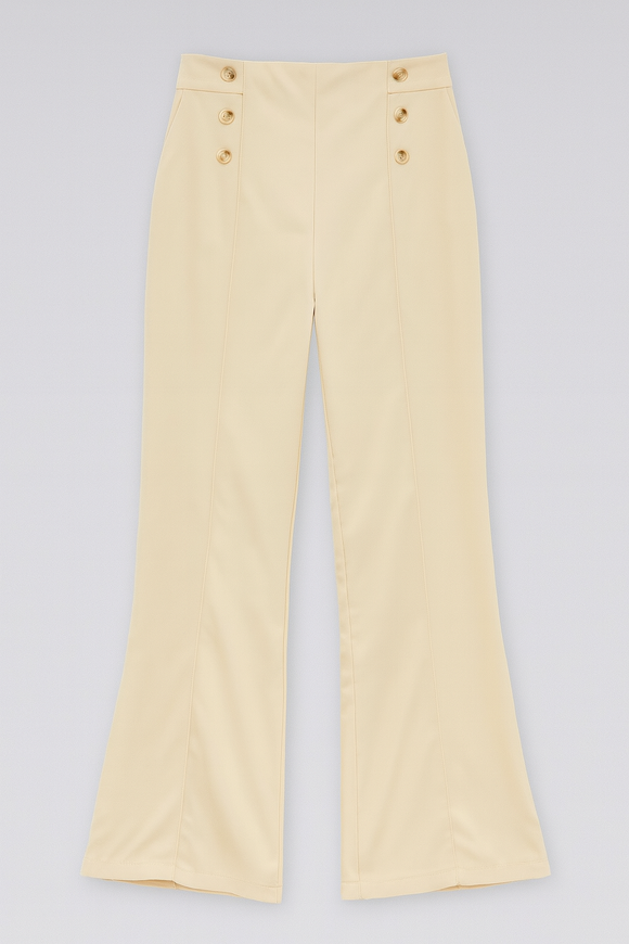 Beige Button Trouser
