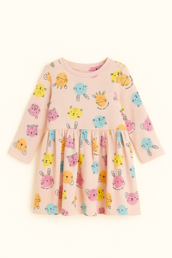 Coral Multi Polka All Over Print Interlock Dress Coral