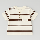 White And Brown Striped Yd Henley Tshirt-2