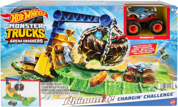 Hot Wheels Monster Trucks Arena Smashers Rhinomite Chargin Challenge