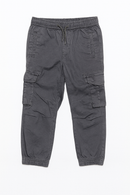 Charcaol Grey Peached Fabric Cargo Pocket Jogger Charcoal-2