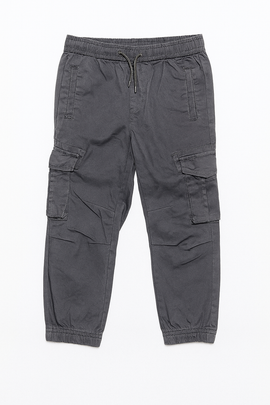 Charcaol Grey Peached Fabric Cargo Pocket Jogger Charcoal - 0