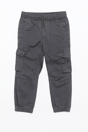 Charcaol Grey Peached Fabric Cargo Pocket Jogger Charcoal REDTAG