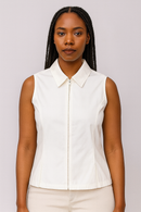 WHITE SLEEVELESS SHIRT BLOUSE-1