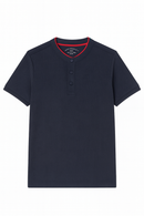 Mandrain Collar Polo Shirt Navy-2