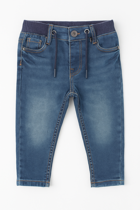 Dark Wash Knitted 5 Pocket  Pullon Jeans.