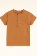 Brown Short Sleeve Henley Brown-2
