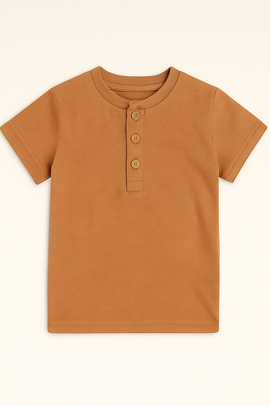 Brown Short Sleeve Henley Brown - 0