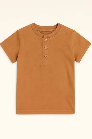 Brown Short Sleeve Henley Brown REDTAG