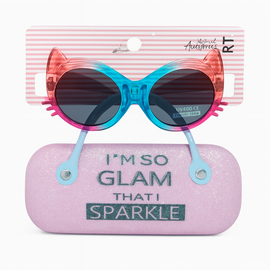 Cat Eye  Shaped Sunglasses With Character Embellished Case